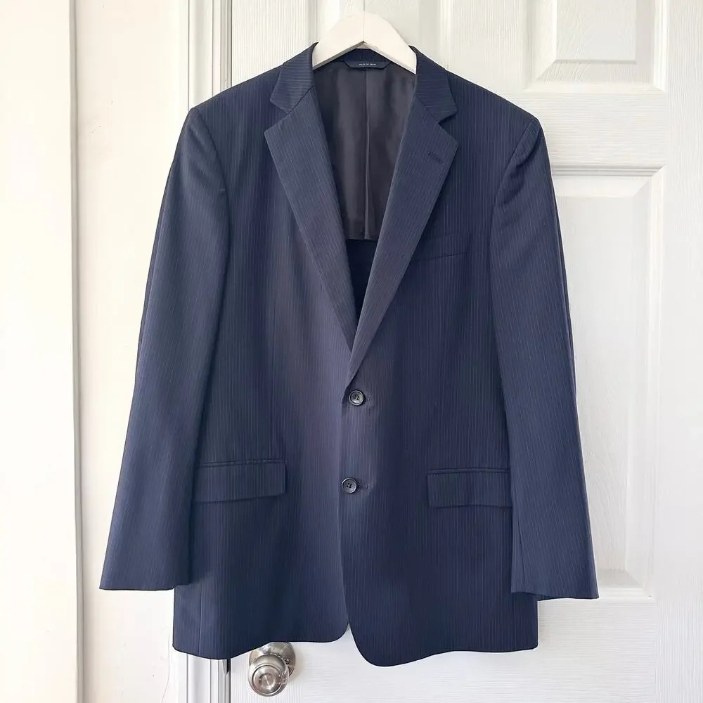 Brooks Brothers Brookscool Navy Blue Pinstripe Fitzgerald Full Canvas Blazer 42R